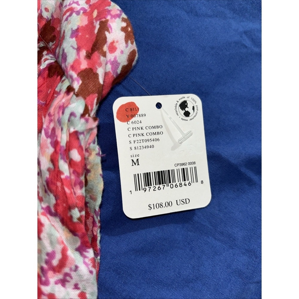 Free People Talia Tunic Top Tiered Ruffle Dress Floral Print Pink Combo Medium - Picture 7 of 12